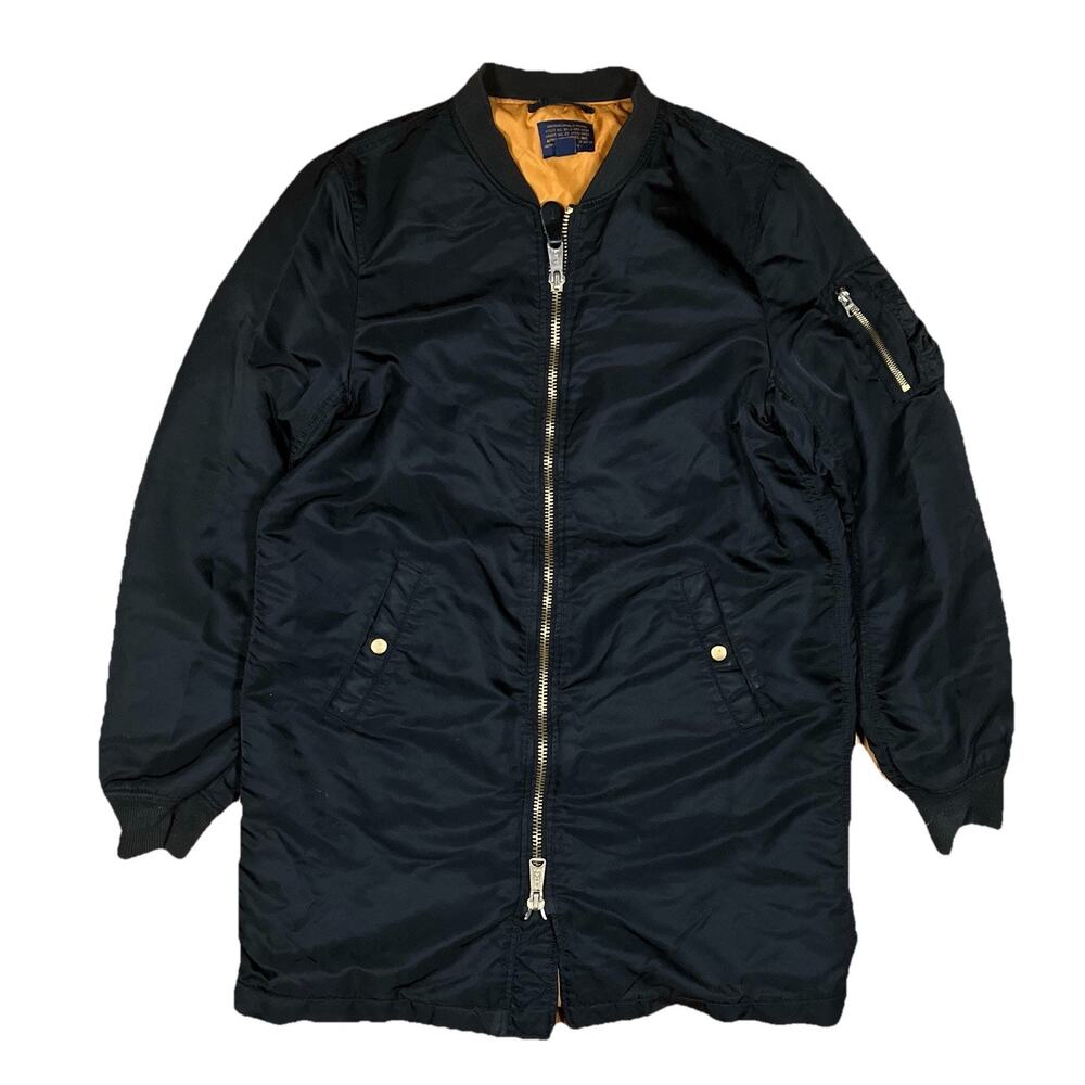 Alpha Industries Long / Extra Long Black Bomber Flight Jacket Size Large